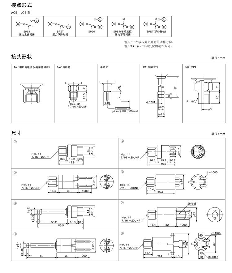 日本鹭宫小型压力开关