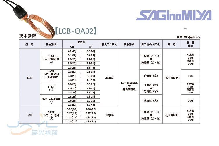 鹭宫隔膜式压力控制器LCB-OA02